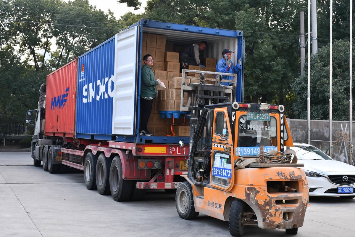 Fast delivery lorry speeding on a motorway